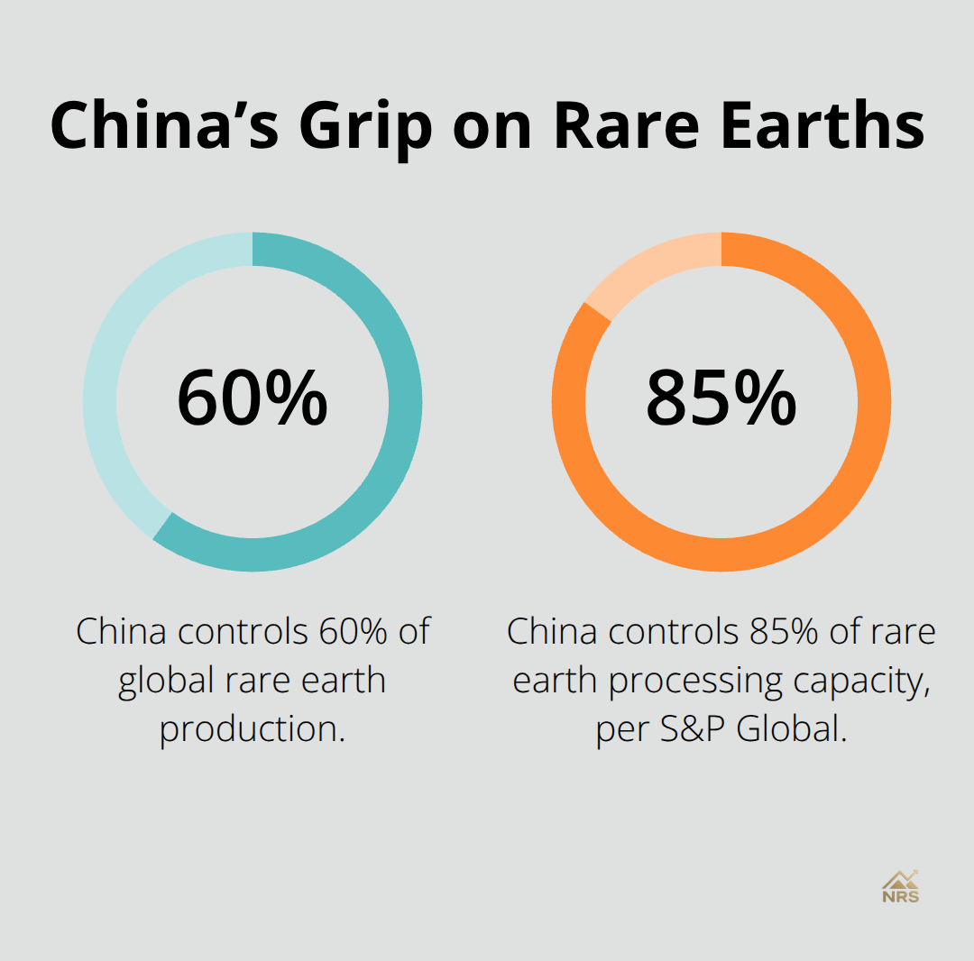Chart showing China’s share of global rare earth production and processing capacity.