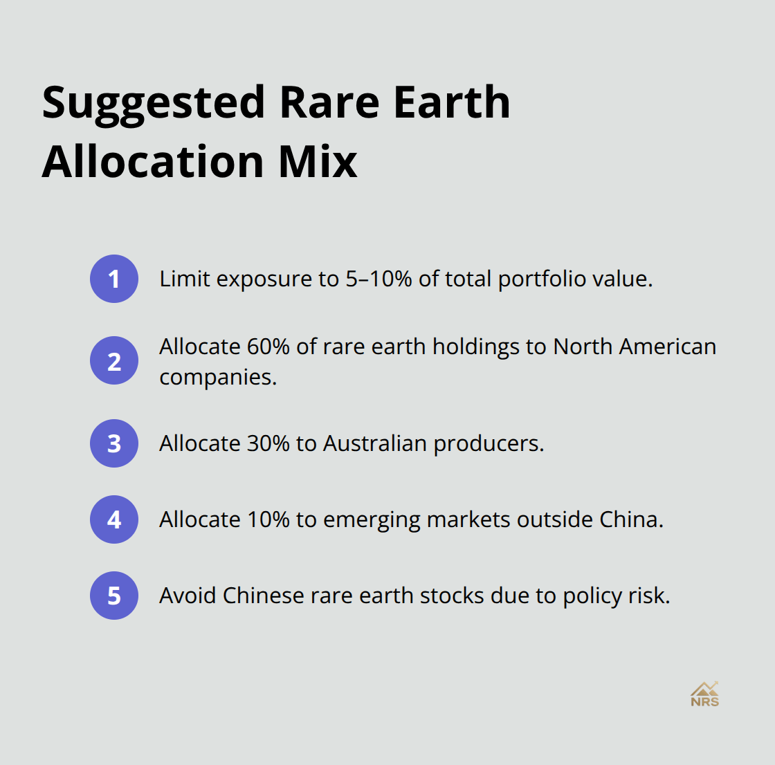 Compact list of recommended portfolio allocation for rare earth investments. - rare earth stocks